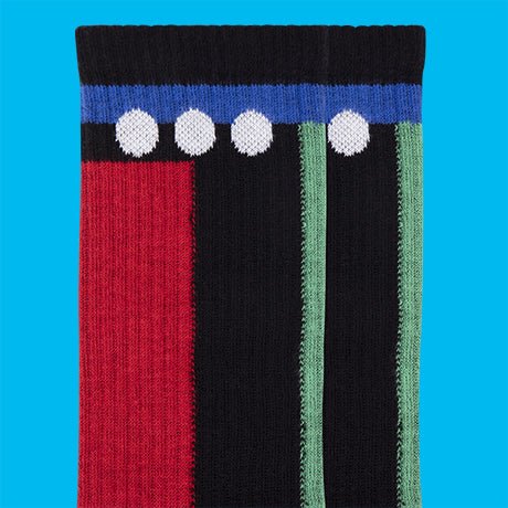 Black geomerical organic cotton sport socks