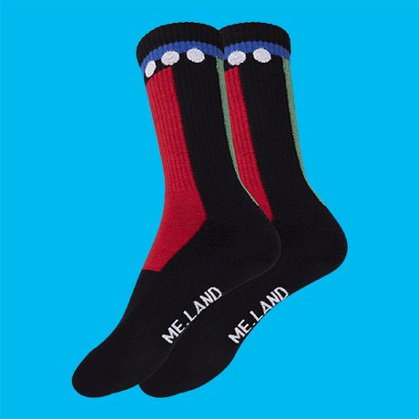 Black geomerical organic cotton sport socks