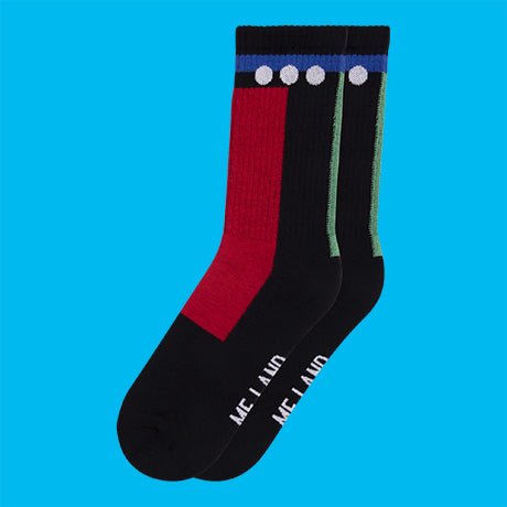 Black geomerical organic cotton sport socks - ME.LAND