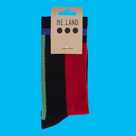 Black geomerical organic cotton sport socks