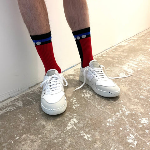 Chaussettes de sport en coton biologique géomérique noir