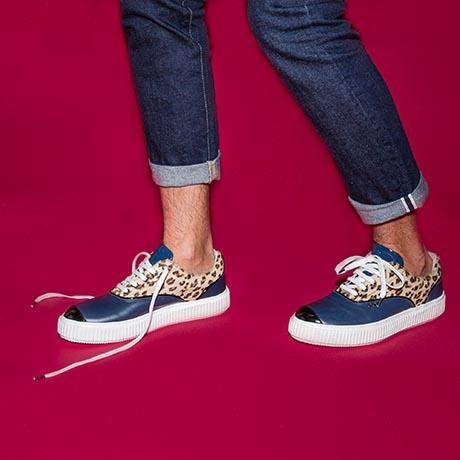 Blue, black and beige leopard MEAKER sneaker