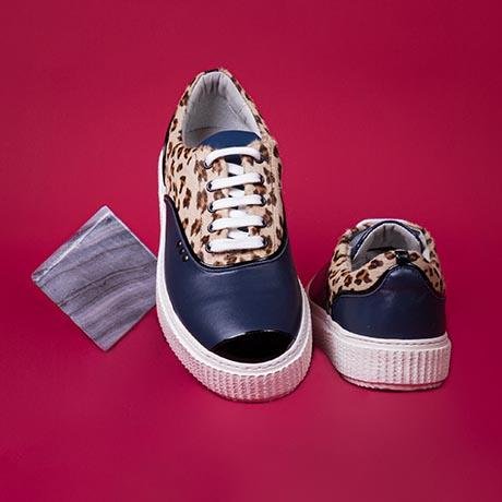 Blue, black and beige leopard MEAKER sneaker