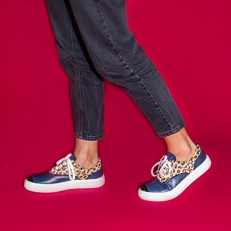 Blue, black and beige leopard MEAKER sneaker