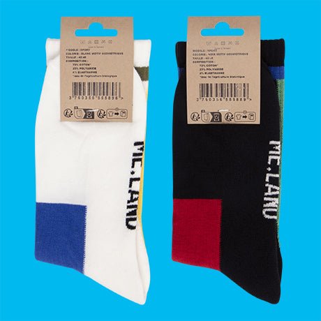 Duo Pack geometrical organic cotton sport socks