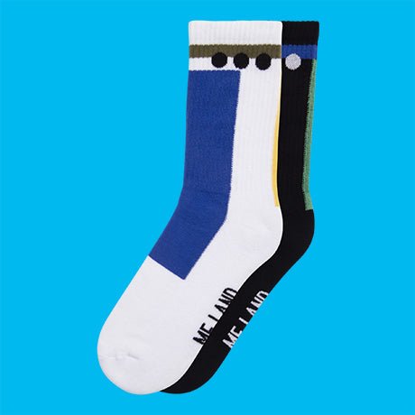 Duo Pack geometrical organic cotton sport socks - ME.LAND
