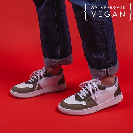 EVAN vegan and recycled sneaker in white and khaki