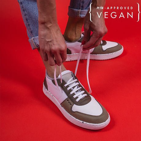 EVAN vegan and recycled sneaker in white and khaki