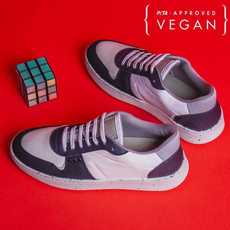 ME.LAND EVAN vegan and recycled sneaker in white and navy blue top