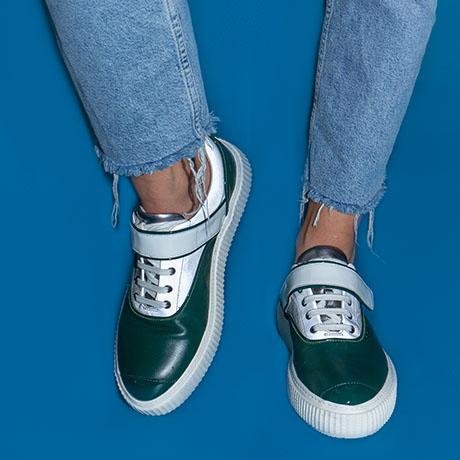 Green, white and grey BEAKER band sneaker