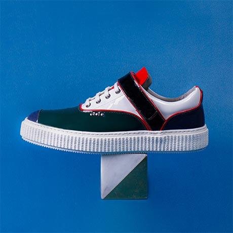 Green mulicolored patent BEAKER band sneaker