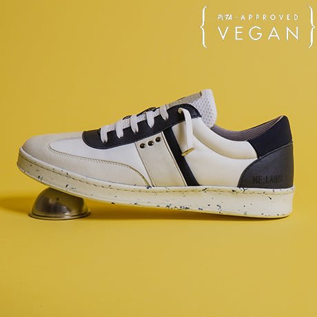 ME.LAND x ADRESSE, VIVACE vegan sneaker in white and navy recycled nylon - ME.LAND side view
