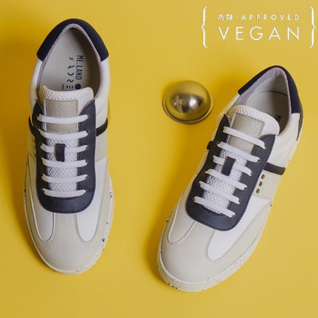 ME.LAND x ADRESSE, VIVACE vegan sneaker in white and navy recycled nylon - ME.LAND above