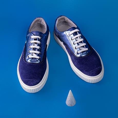 ME.LAND Metallic blue suede MEAKER sneaker above