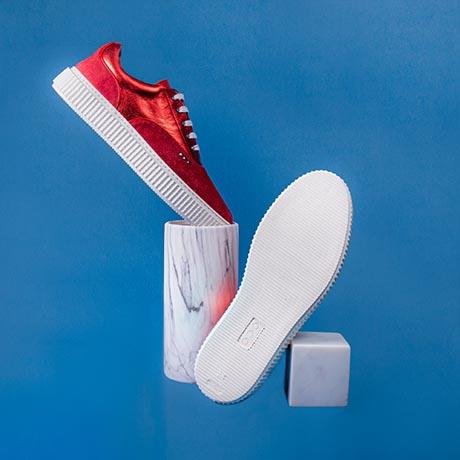 Metallic red suede MEAKER sneaker