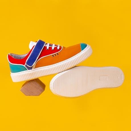 Orange mulicolored patent BEAKER band sneaker