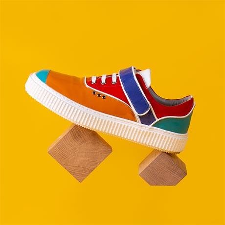 Baskets à bande vernie multicolore orange BEAKER