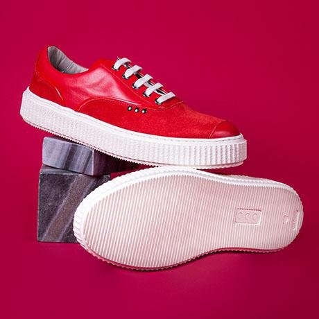 Baskets MEAKER en daim rouge