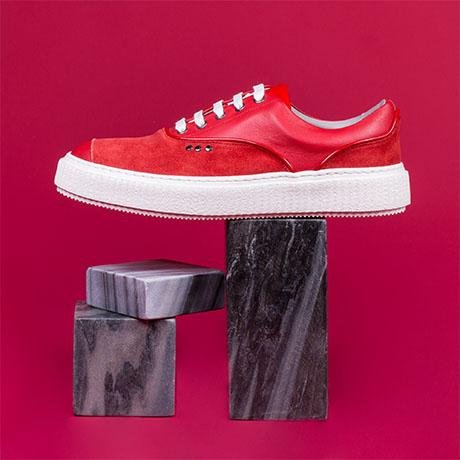 Baskets MEAKER en daim rouge