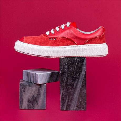 Red suede MEAKER sneaker