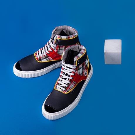 ME.LAND Tartan and black high top HEAKER sneaker above