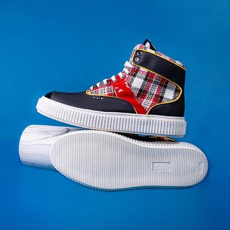 Tartan and black high top HEAKER sneaker