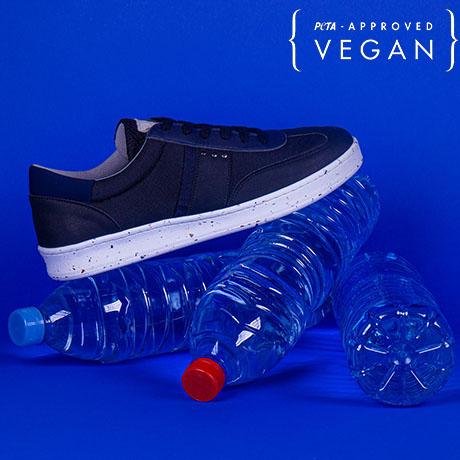 ME.LAND VIVACE vegan and recycled sneaker in black and navy blue side view