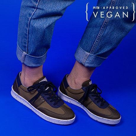 VIVACE vegan and recycled sneaker in khaki and navy