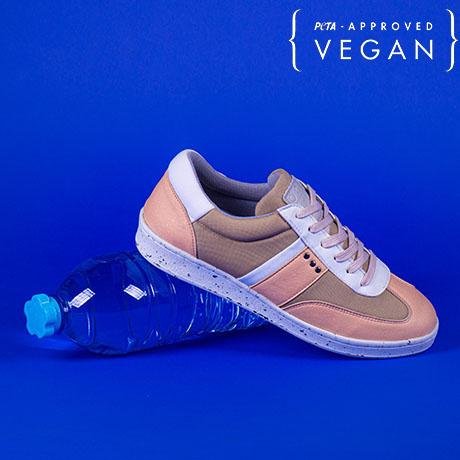ME.LAND VIVACE vegan and recycled sneaker in pink, beige and white side
