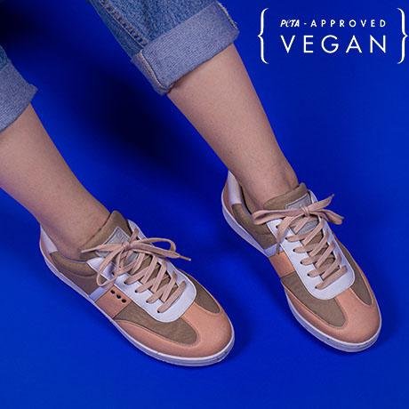 VIVACE vegan and recycled sneaker in pink, beige and white