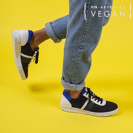 VIVACE baskets vegan et recyclées en marine, blanc et bleu