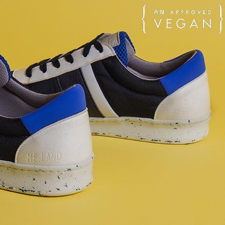 VIVACE baskets vegan et recyclées en marine, blanc et bleu