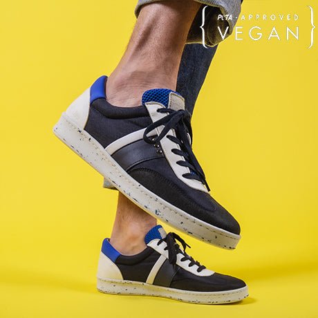 VIVACE vegan and recycled sneaker in navy, white and blue