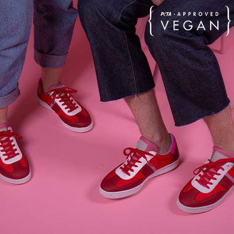 VIVACE vegan and recycled sneaker in red, pink and white