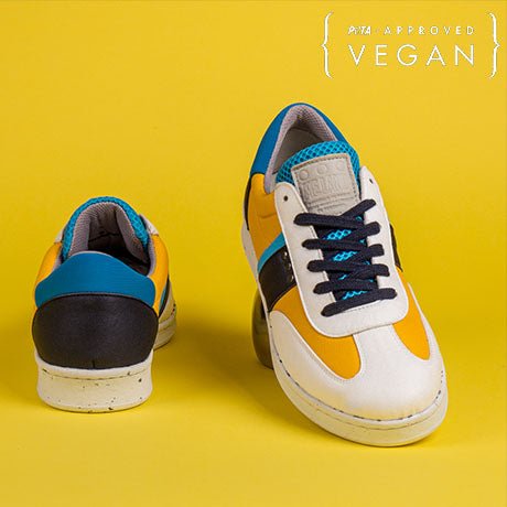 VIVACE vegan and recycled sneaker in yellow, blue and white