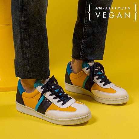 VIVACE vegan and recycled sneaker in yellow, blue and white