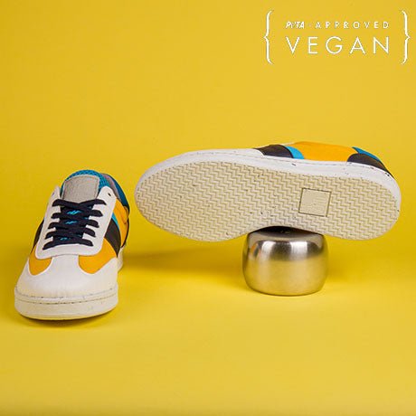 VIVACE vegan and recycled sneaker in yellow, blue and white