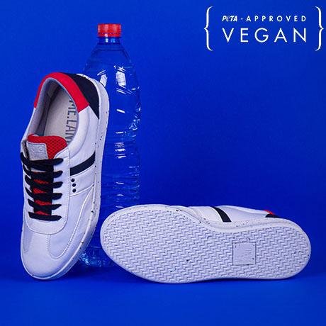 VIVACE vegan and recycled sneaker in white, black and red