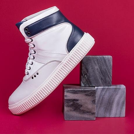 ME.LAND White and blue high top HEAKER sneakers side