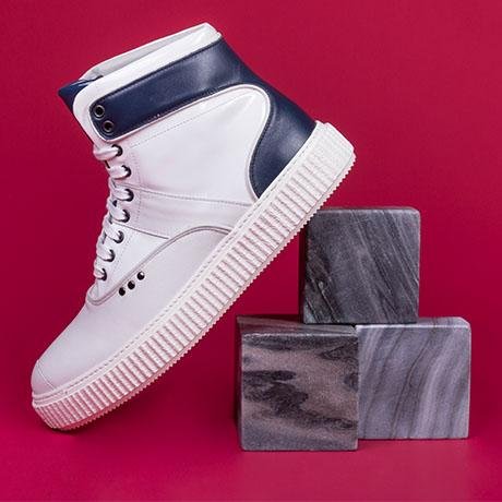 White and blue high top HEAKER sneakers