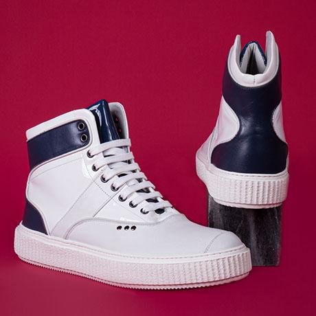 White and blue high top HEAKER sneakers