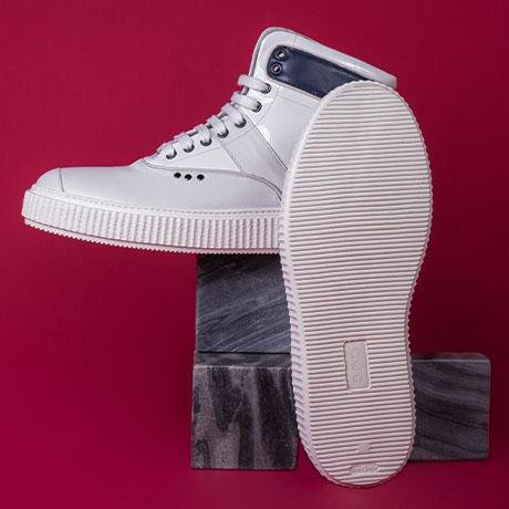 White and blue high top HEAKER sneakers