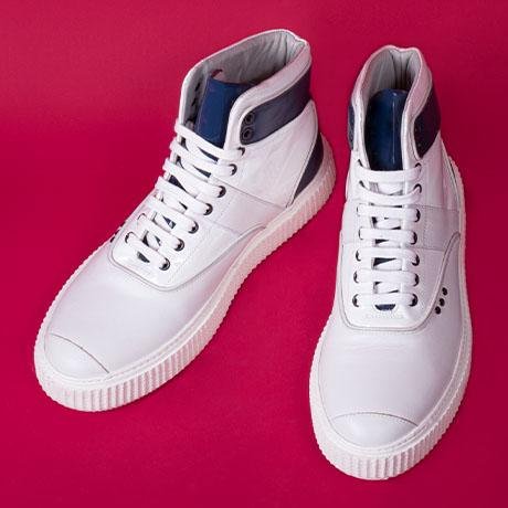 White and blue high top HEAKER sneakers