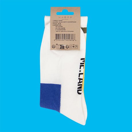 Chaussettes de sport géométriques blanches en coton biologique