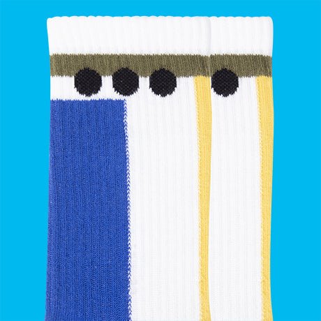 White geometrical organic cotton sport socks