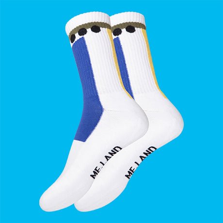 White geometrical organic cotton sport socks