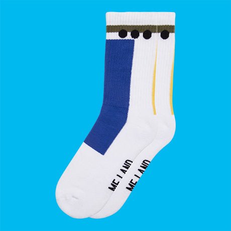 White geometrical organic cotton sport socks - ME.LAND