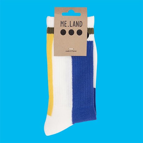 Chaussettes de sport géométriques blanches en coton biologique