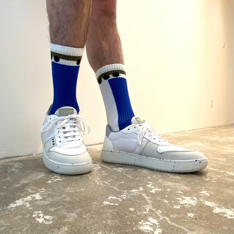 White geometrical organic cotton sport socks